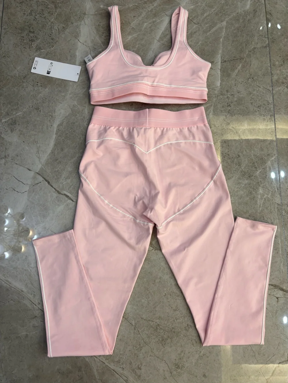 ALO Yoga Pink High-Waist Leggings & Matching Sports Bra Set